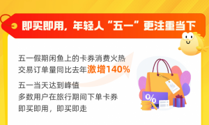 闲鱼：五一卡券消费同比增长140%，小城游、味蕾游、微度假，用户选择更多元